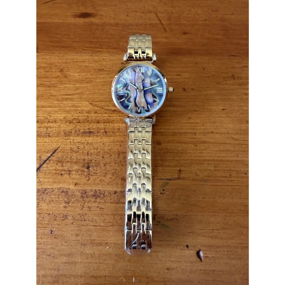Porsamo Bleu Sylvie Abalone Dial Crystal Accents Stainless Steel Bracelet Watch